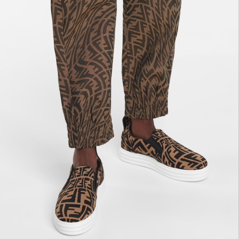 Fendi FF Vertigo tobacco/black slip-on sneakers in 39.5